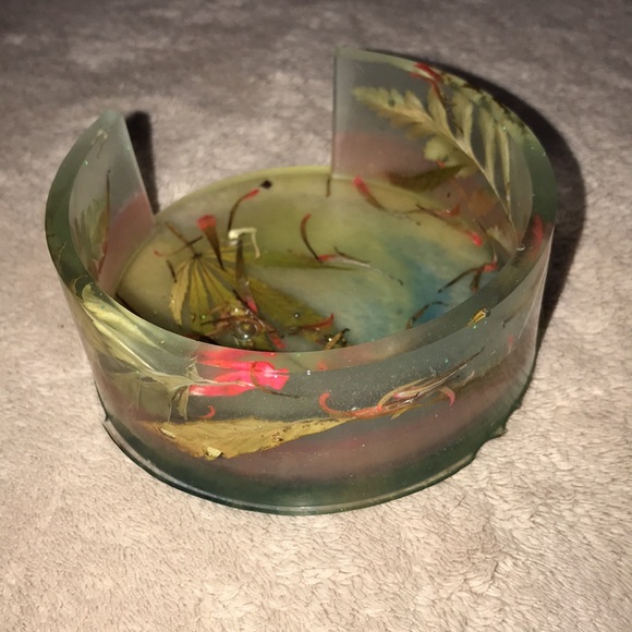 Epoxy resin coaster holder multi colored with petals and leaves 🍃 New - Picture 5 of 8